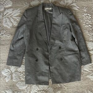 Casual Corner Charcoal Double-Breasted Blazer